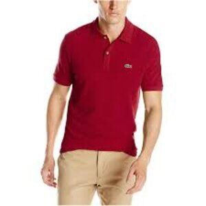 Chemise Lacoste Size 44 Maroon Short Sleeve Polo Shirt